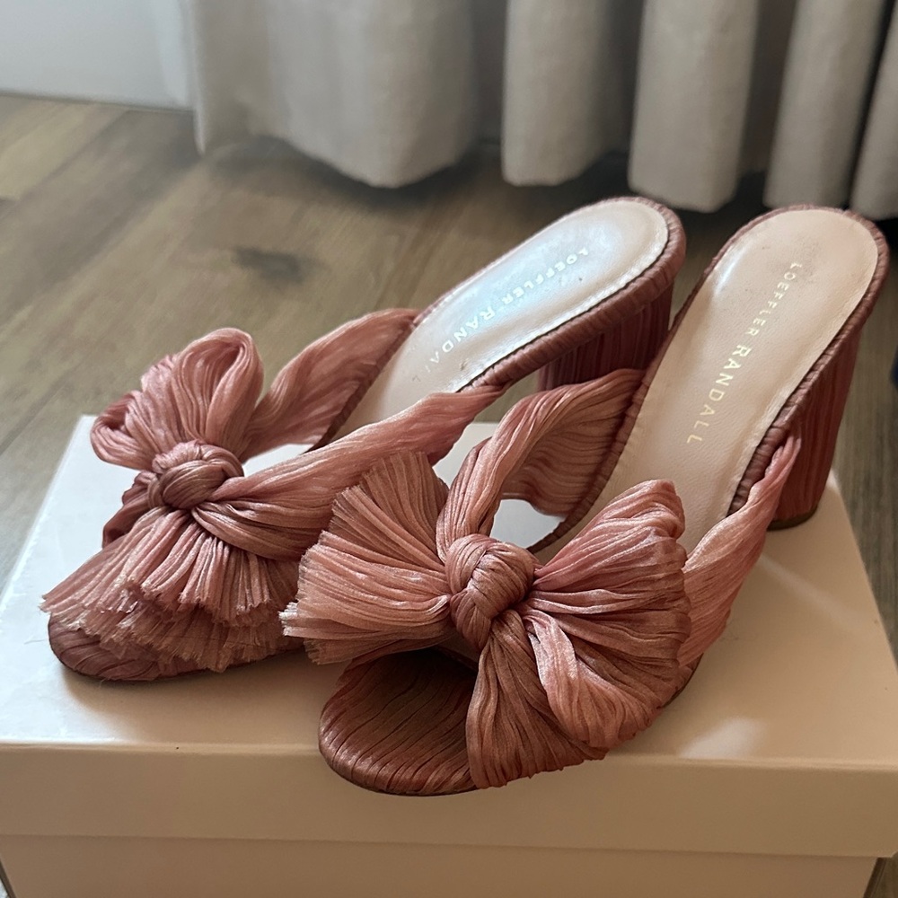 Loeffler Randall Women's Pleated Bow Mules in Pink